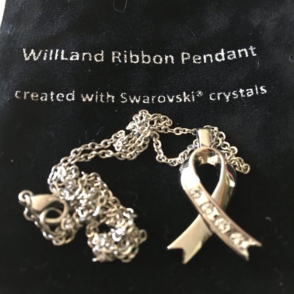 Breast Cancer Awareness Ribbon Pendant - Silver - Picture 2 of 5